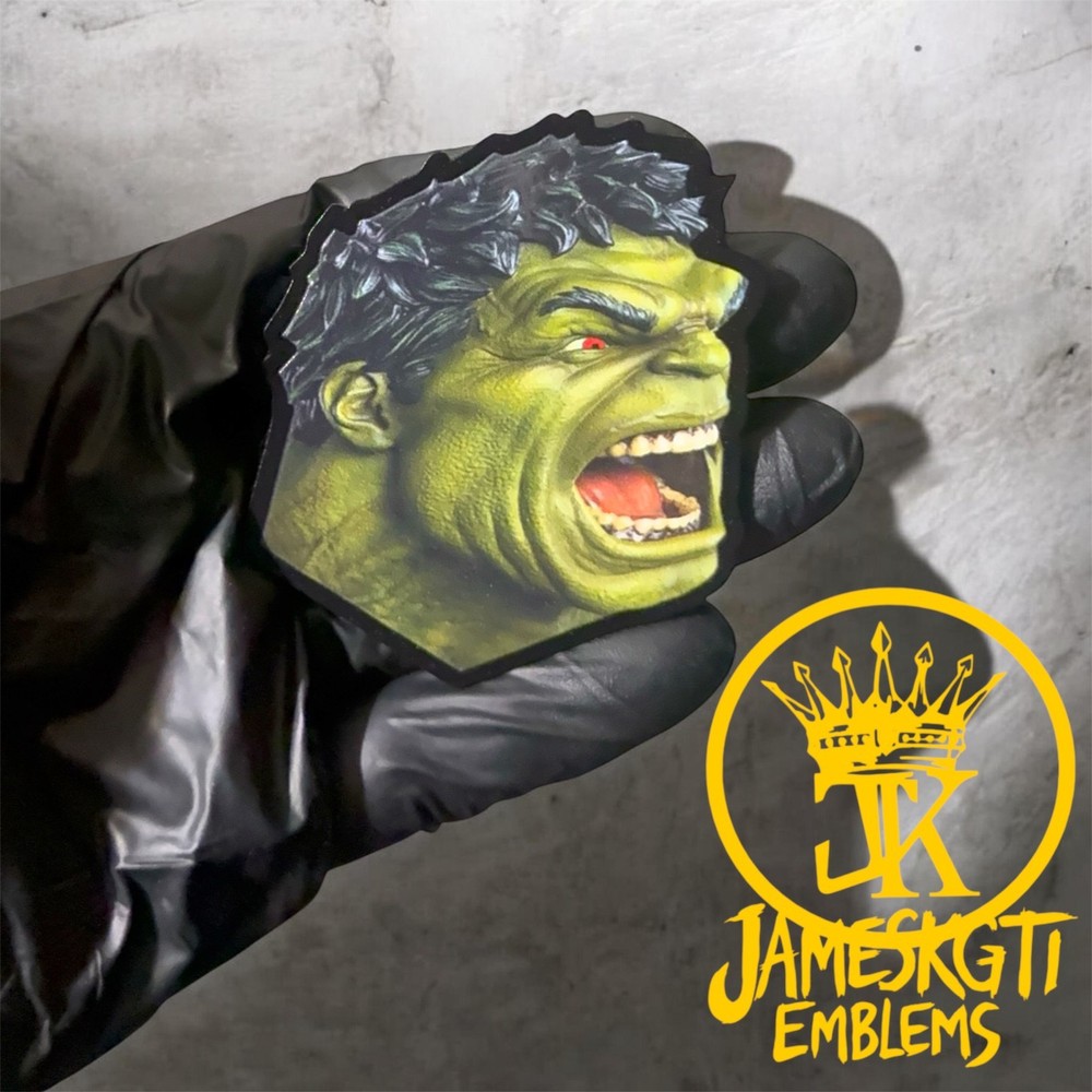 Hulk Head Badges Red Eye 3M Adhesive Pair