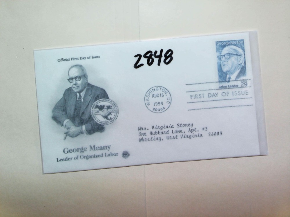 U. S. FDC  2848 - George Meany   - unsigned?  cachet - comb. ship!