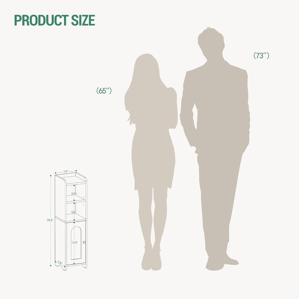 Bathroom Storage Cabinet, Small Corner Floor Cabinet with Doors and Adjustabl...