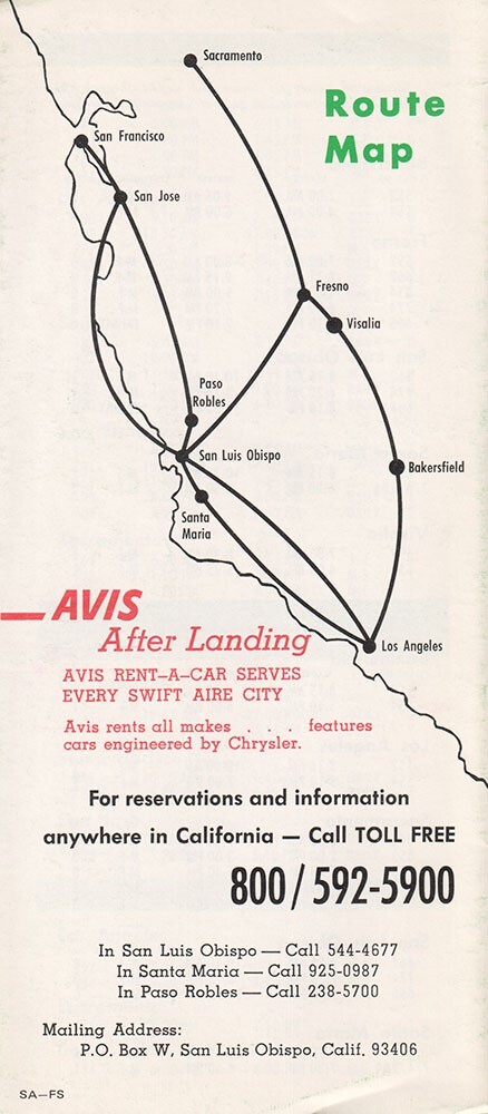 Swift Aire timetable 1976/02/01