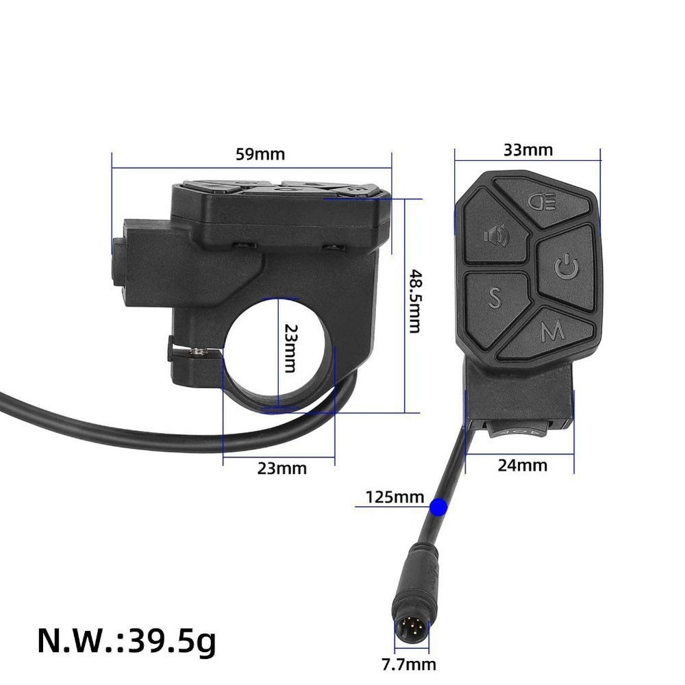 Electric Scooter Control Button 7 Function Waterproof Plastic Shell 6 Pin