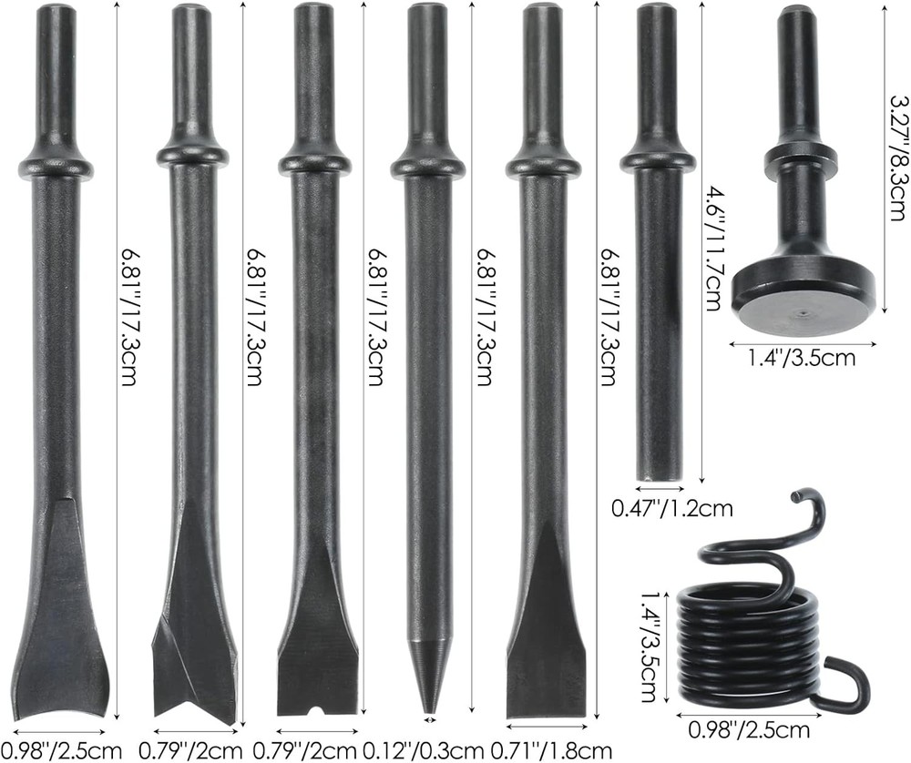 8PCS Air Hammer Attachments Air Chisel Bits Air Hammer Bits for Masonry Concrete