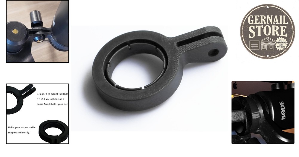 Rode NT-USB Microphone Mount Adapter: Durable Plastic, Easy Install with Ring