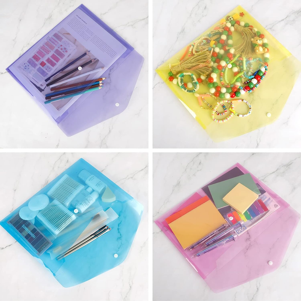 28 Plastic Envelopes Clear Document Folders Poly Envelope Transparent 8 Colors