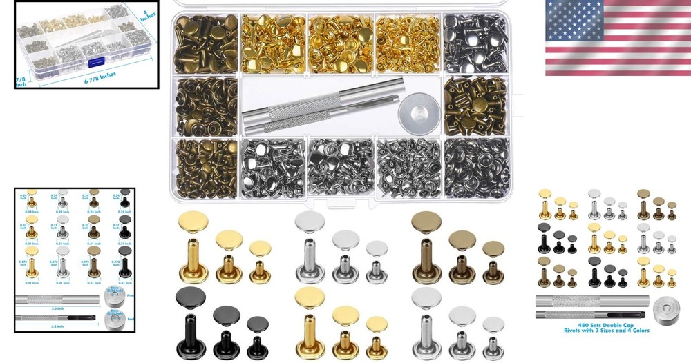 Versatile Leather Rivets Kit with 3 Setting Tools - Craftsmanship Essentials