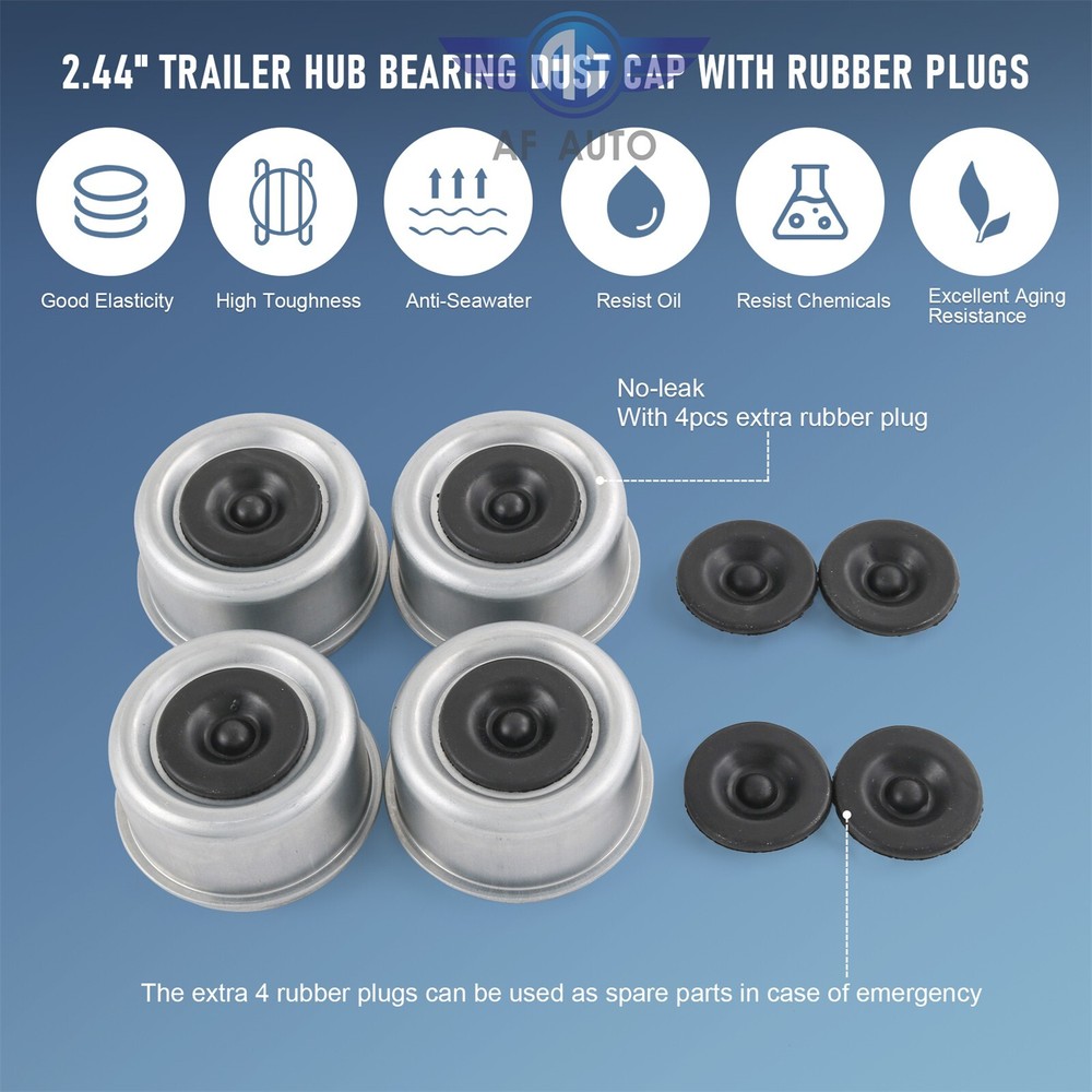 4Pcs 2.44" Dexter EZ Lube Rubber Plug Dust Cap Grease Cover Trailer Axle Hub