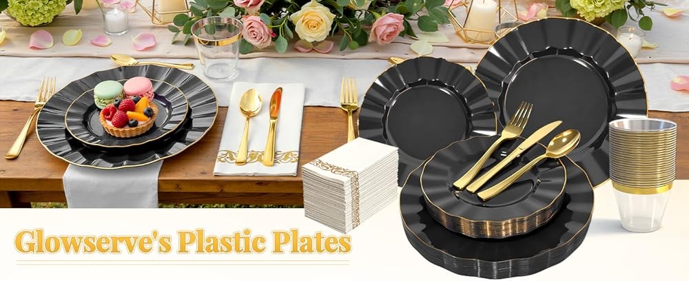 175 Plastic Dinnerware Set Party Supplies Disposable Dinnerware for 25
