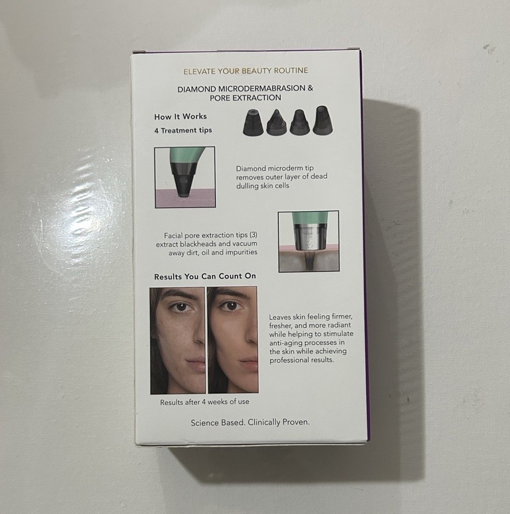 Spa Sciences MIO Diamond Microdermabrasion Green USB Rechargeable Tool 4 Tips