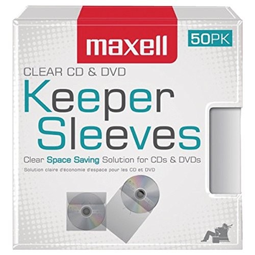 Maxell CD/DVD Keeper Sleeves - Clear [50 Pack] (190150)