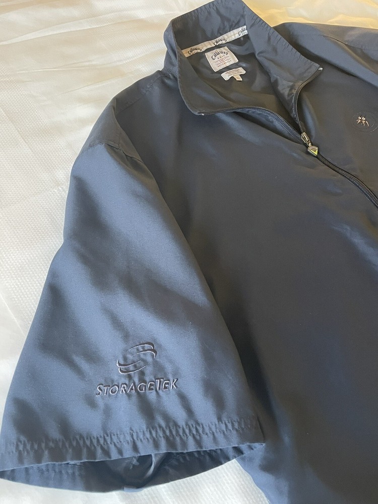 Callaway Golf Men XL Navy Pullover Jacket Half Zip Outerwear Brushed Microfiber