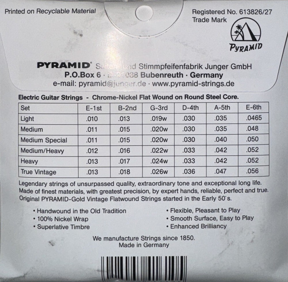 Pyramid Gold Chrome Nickel Medium / Special Electric Guitar Strings 11-50