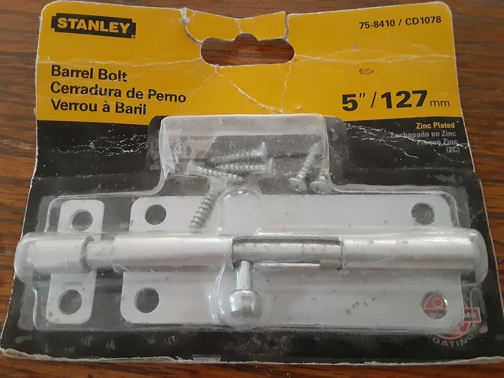 Stanley Barrel Bolt 5" 75-8410 Zinc 127mm - Open Package