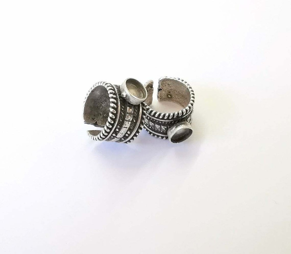 Silver Ring Blank Base Bezel Settings Cabochon Mountings Adjustable (8mm) G25024
