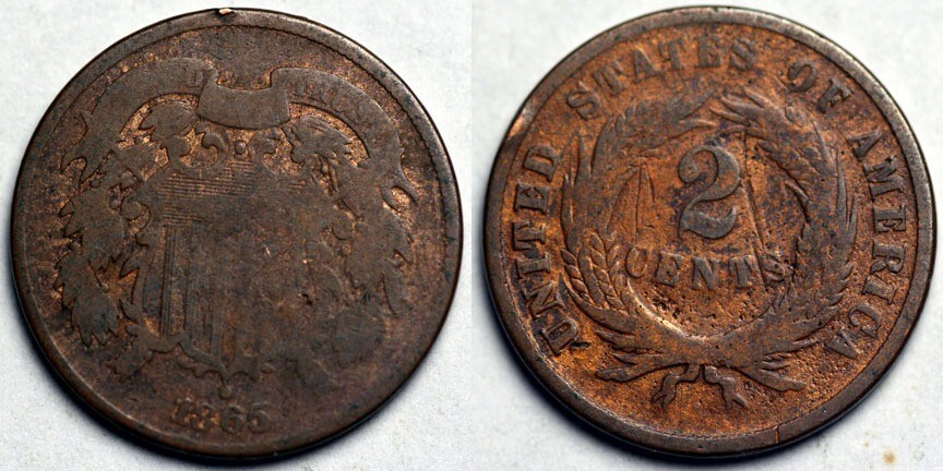 1865  Two Cent Piece