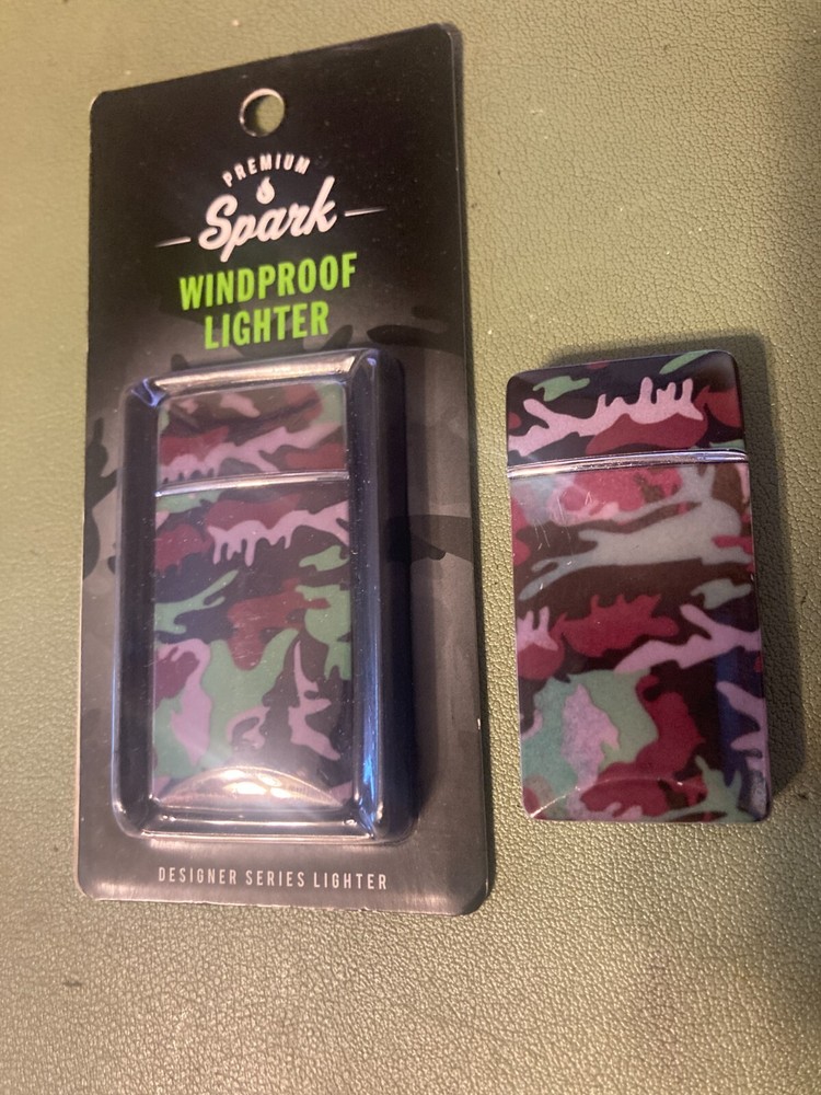 2 Premium Spark Lighter Windproof, New Sealed CAMO