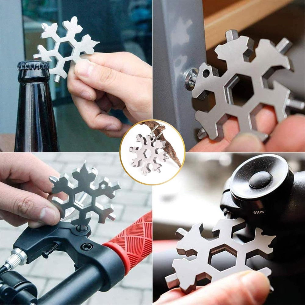 3Packs Snowflake Multi Tool, 18-In-1 Stainless Steel Snowflake Multitool for Bot