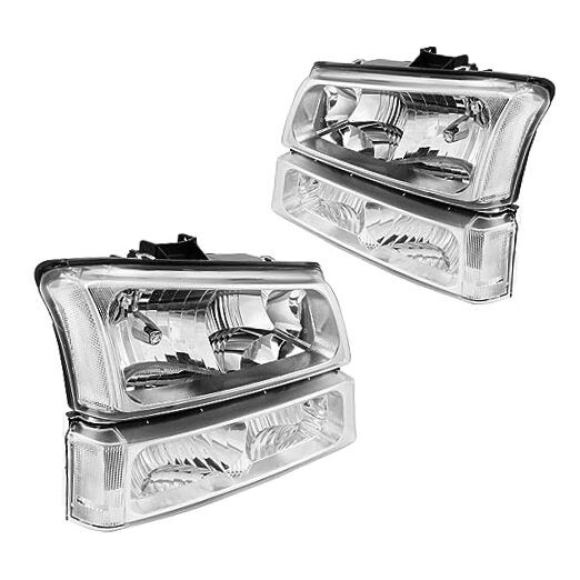 Headlight Assembly for 2003-2006 Silverado 1500/2500 HD/3500, Chrome-Clear