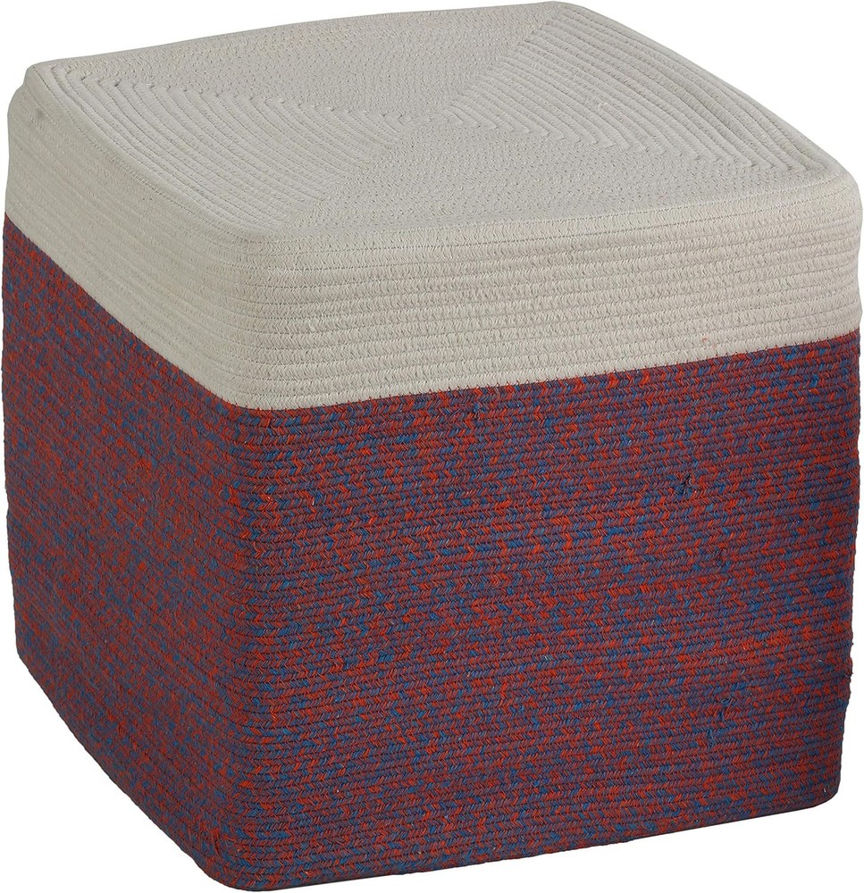 Macon Square Rope Pouf Ottoman Aqua