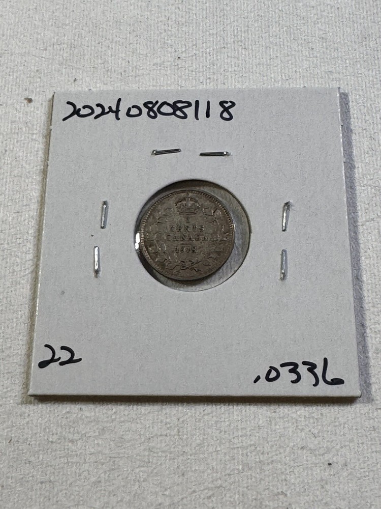 1918 Canada 5 Cents Small Silver Coin Cleaned