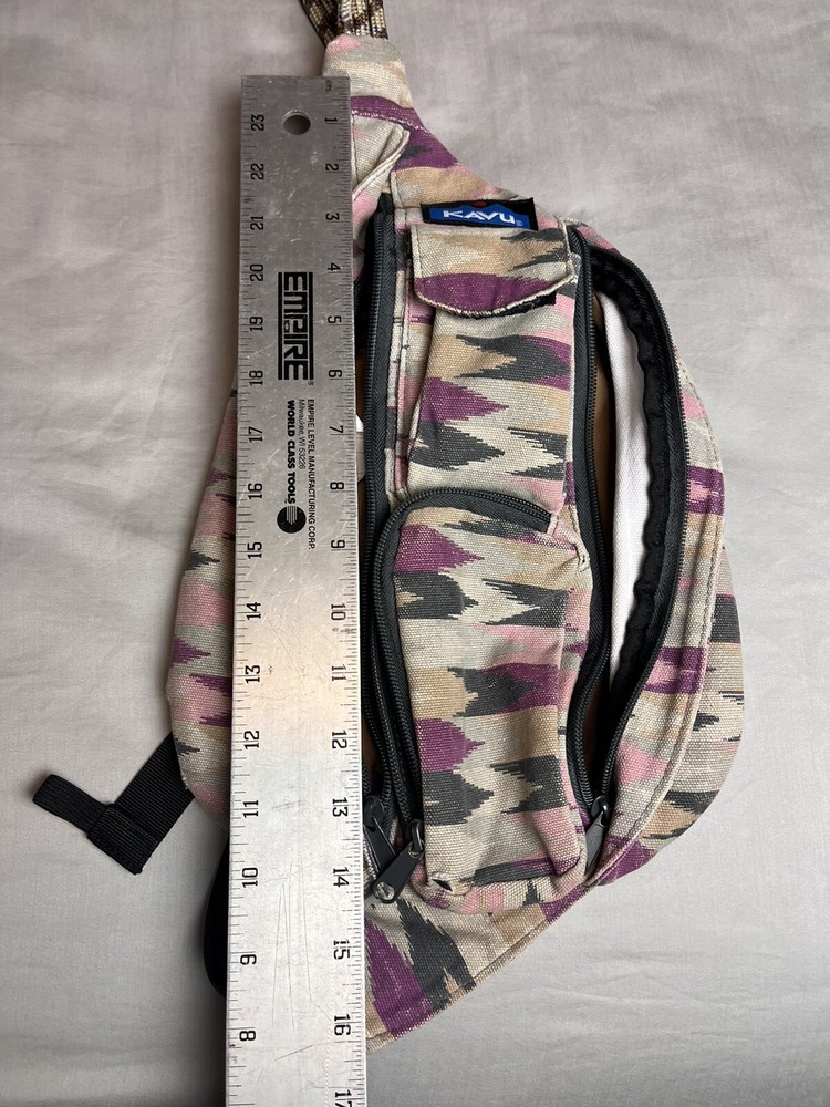 KAVU Rope Sling Bag Beige Geometric Western Native Pattern