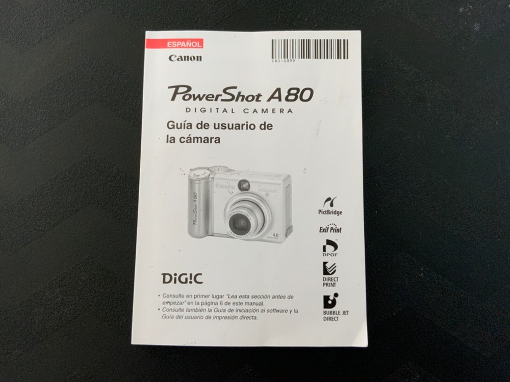 Canon PowerShot A80  Digital Camera SPANISH User Guide Instruction  Manual