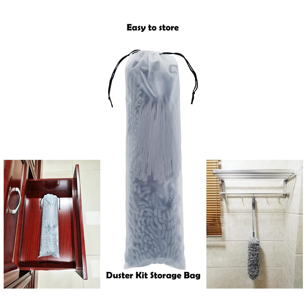 Microfiber Duster with Telescoping Extension Pole(30-100 Inches) Kit, 4 Clean...