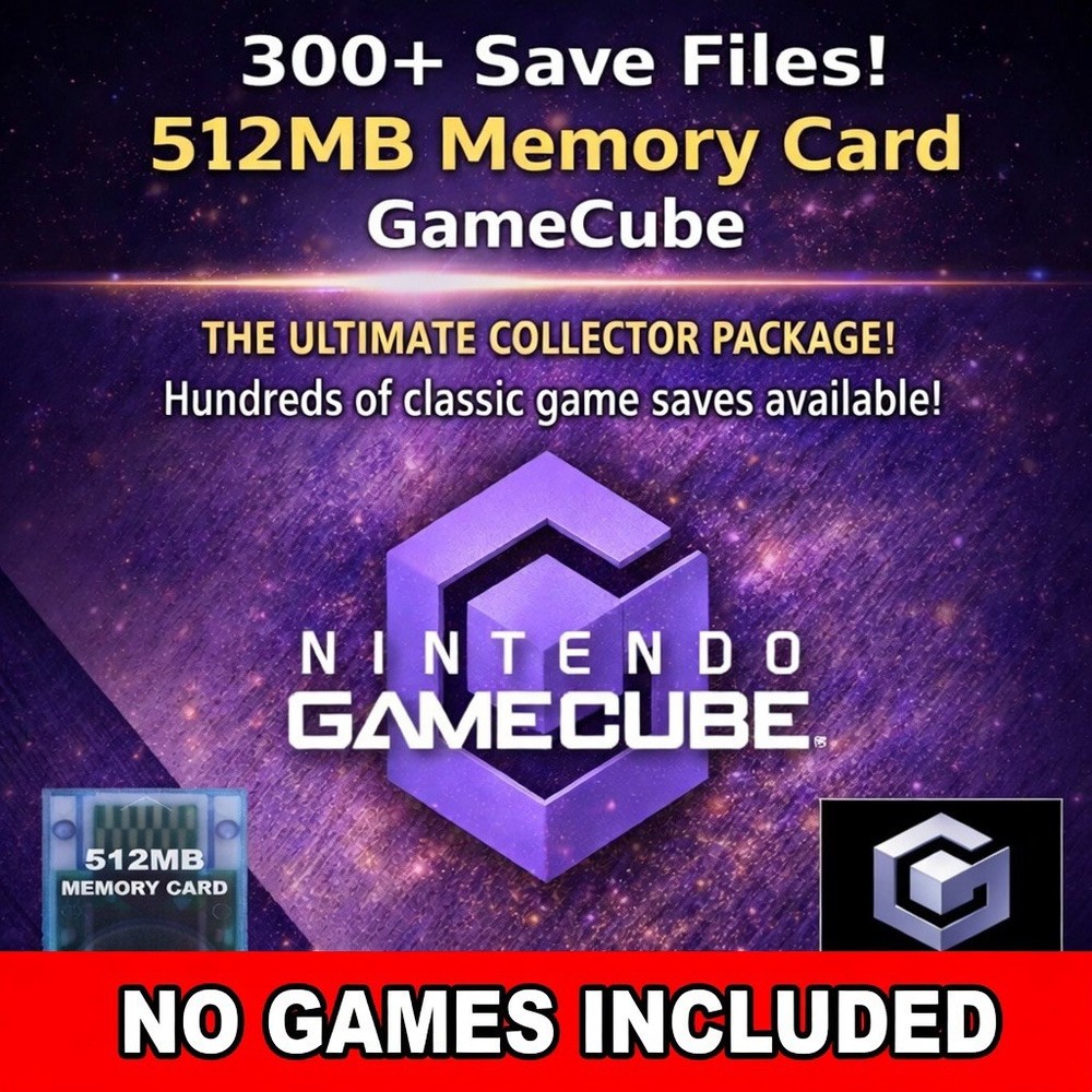 GameCube Unlocked Save Collection 300+ Saves - 512MB Memory Card - 100% Complete