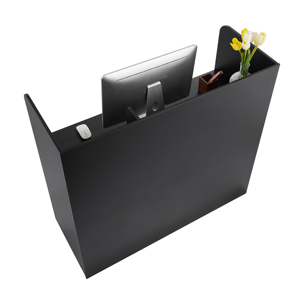 Reception Desk Rectangular Front Counter Table 47.24 in Black Office Table