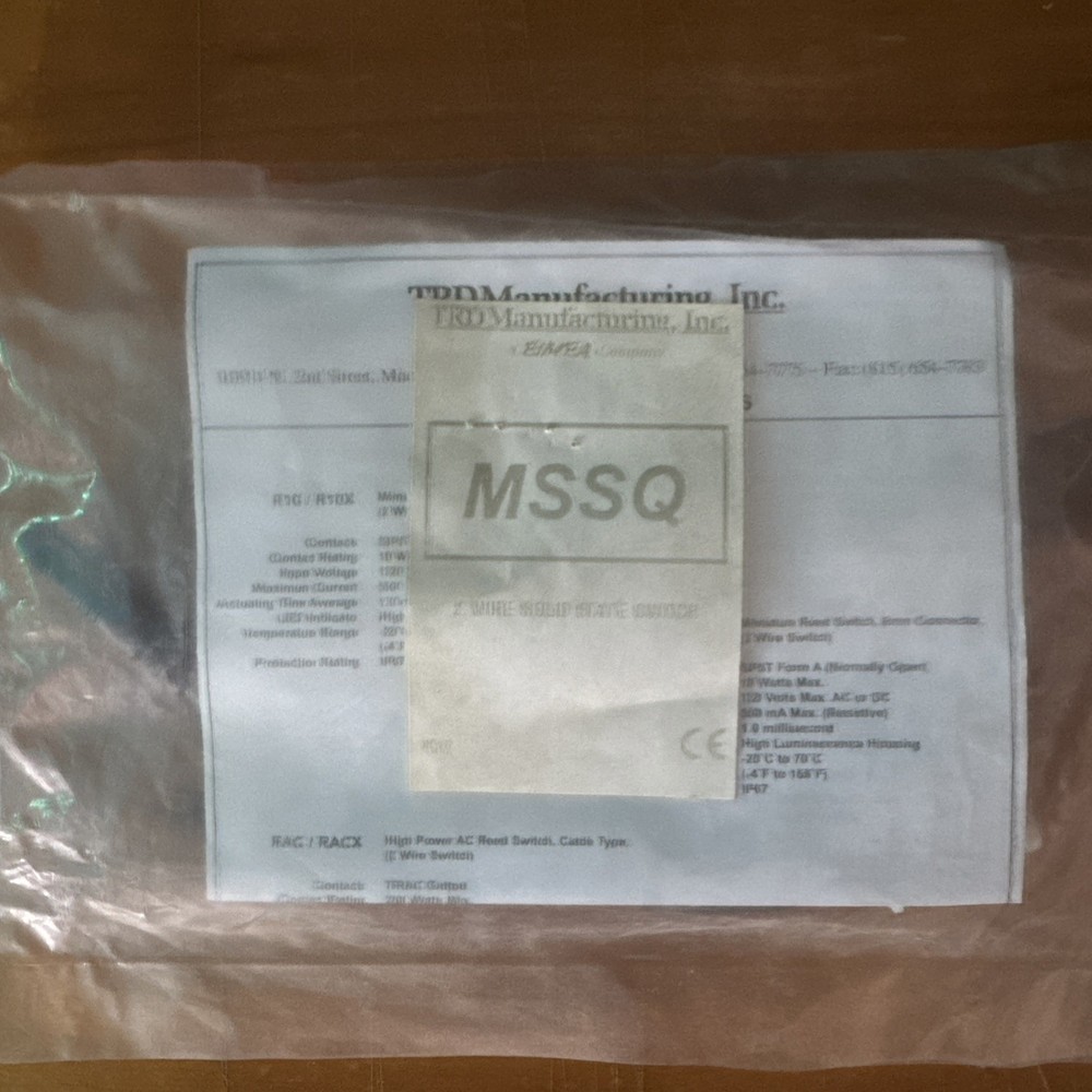 BIMBA TRD MANUFACTURING, INC. MSSQ 2-WIRE SOLID STATE SWITCH QUICK CONNECT