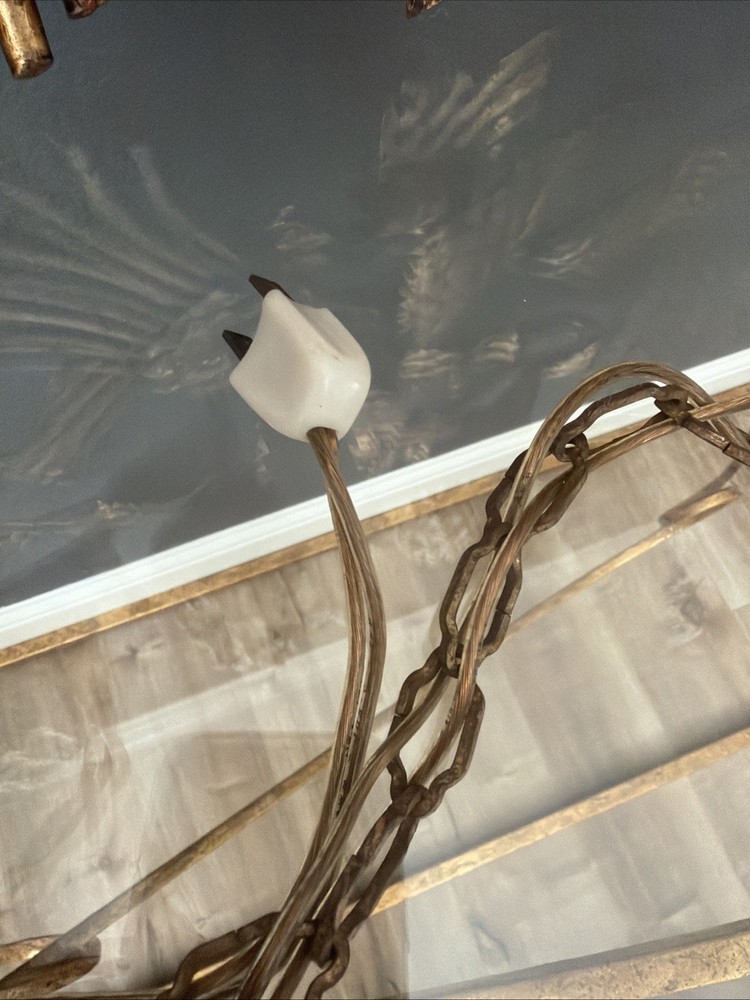 1950s Hydrangea Wall Light gilded brass with white enamel hydrangeas
