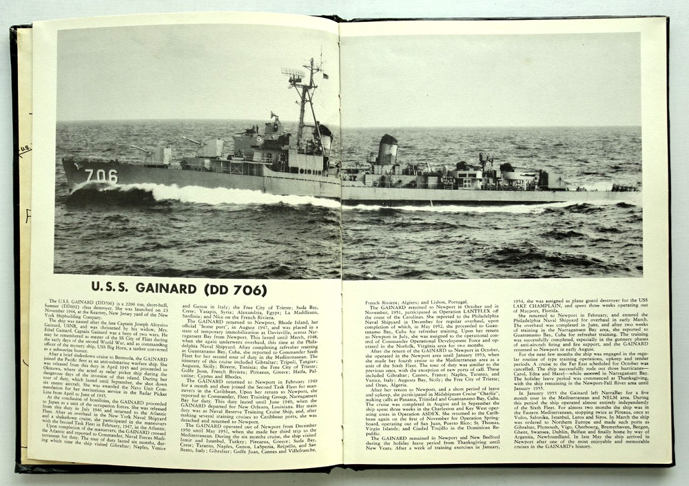 USS GAINARD DD-706 1955 MEDITERRANEAN CRUISE BOOK