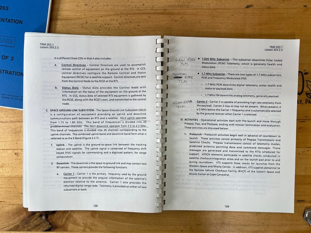 Vintage AFSCN Training Manuals - Air Force Satellite Control Network - SCN-203