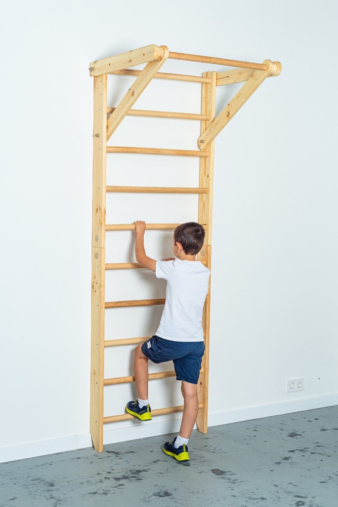 Wall Stall Bars - Wooden Swedish Ladder Set: Pull Up Bars for Training