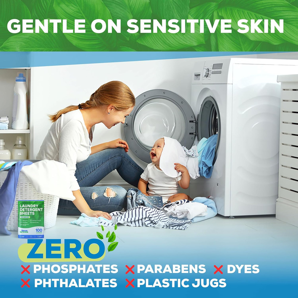Laundry Detergent Sheets – 100 Loads - Eco Washer Sheets Detergent - Zero Plasti