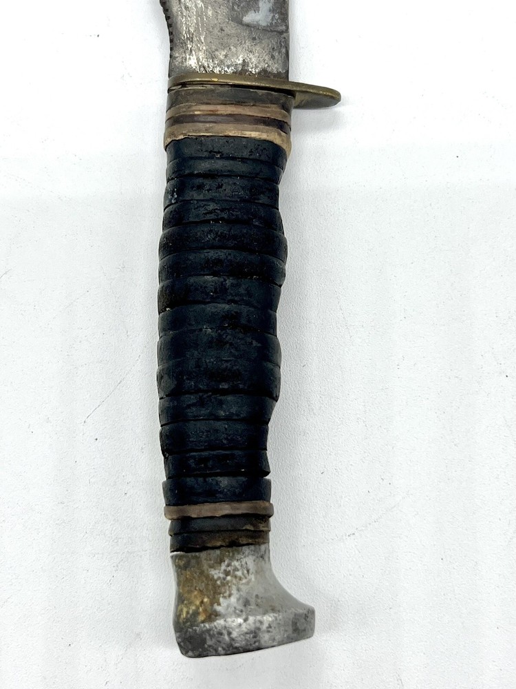 WW2 Fighting Knife KA-BAR USMC Leather Stack Handle 5.5” Blade