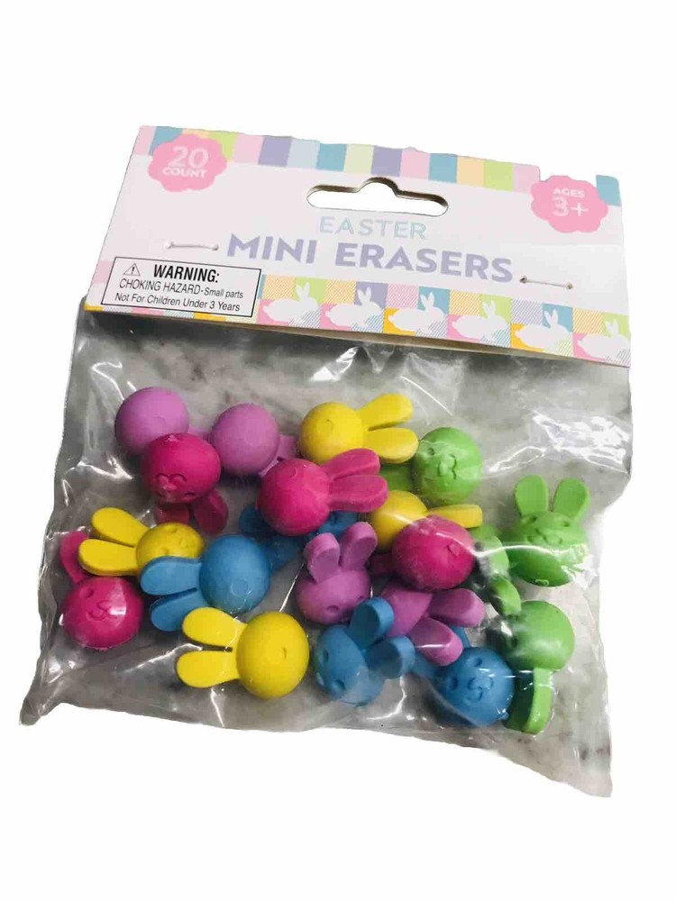 FunErasers-Easter Bunny Mini Erasers for Kids 20ct - Multicolored