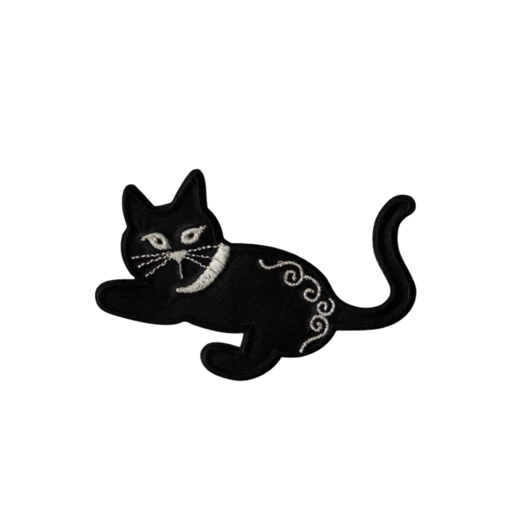 Satin Playful Kitten in Black (2 Pack) Iron on Patch