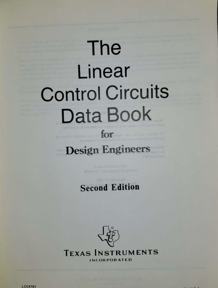 USED 1980 Texas Instruments Linear Control Circuits Data Book