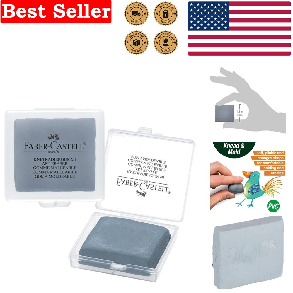 Versatile Kneadable Eraser for Artists - Grey, Includes Storage Case