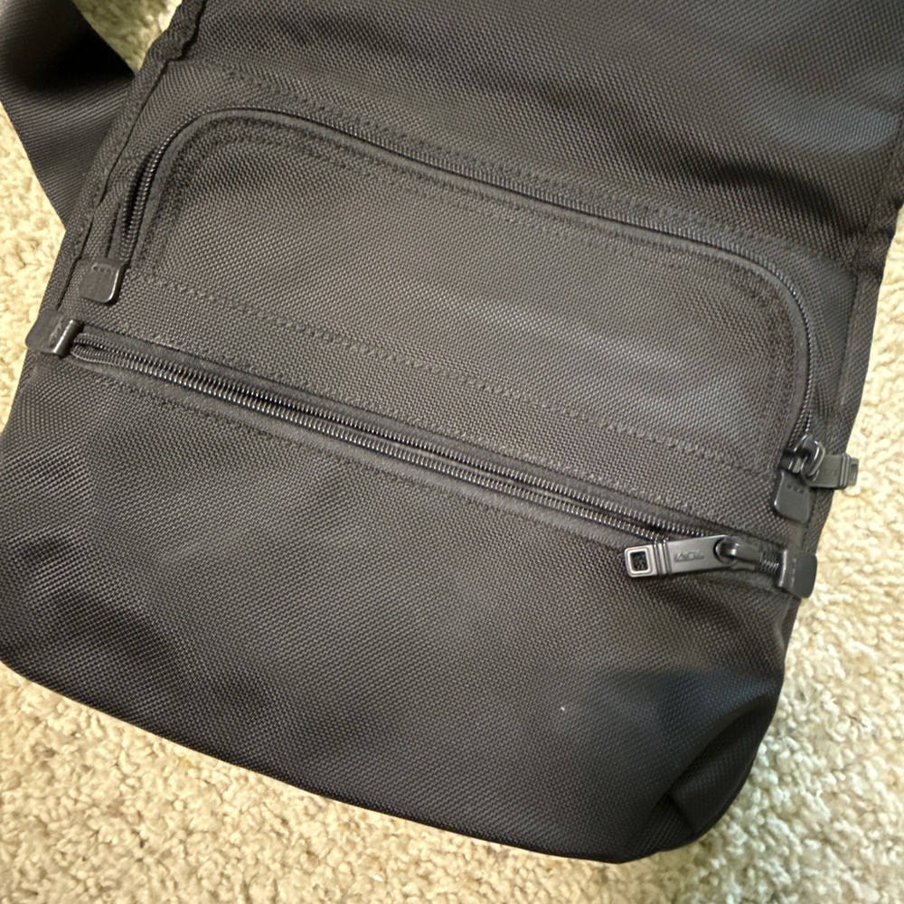 TUMI Black Nylon Alpha Flap Messenger Bag