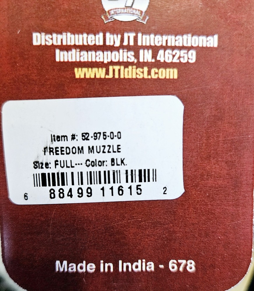 Tough1 Freedom Muzzle Black New