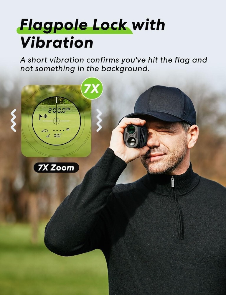 Compact Rechargeable Golf Rangefinder - 7X Magnification & Waterproof Protection