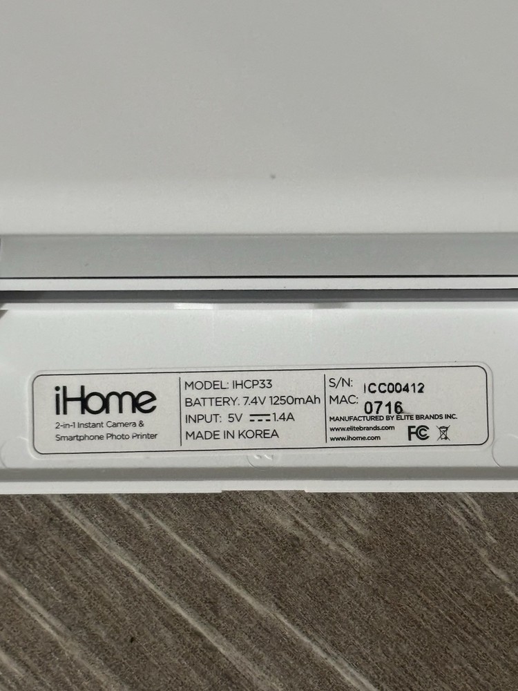 iHome QWIK PIX3 Bluetooth Printer Camera IHCP33 Bundle - WORKING NO CARTRIDGE