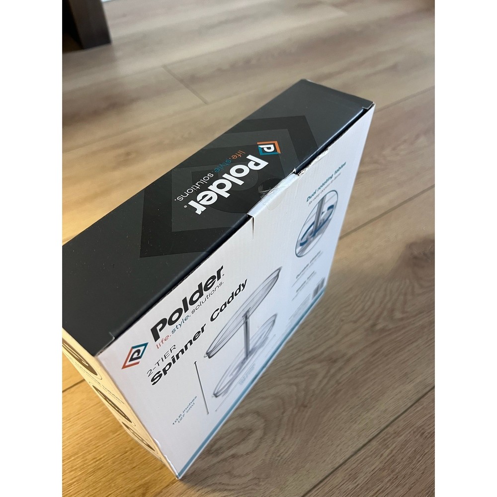 Polder 2 Tier Spinner Caddy Clear Plastic Rotating Storage Organizer