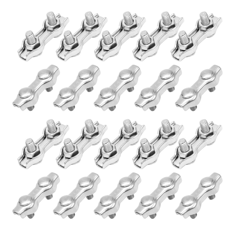 20 Pcs M2 Stainless Steel Duplex Wire Rope Clips, Duplex Double Bolt Cable Cl...