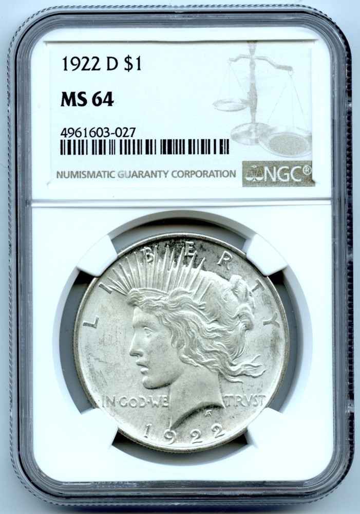1922-D Peace Dollar, NGC MS 64