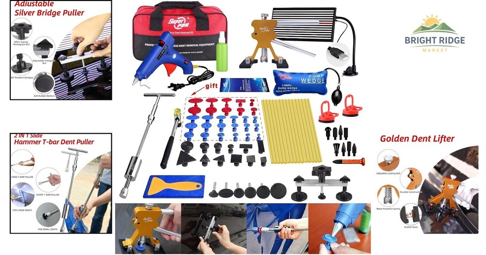 Car Dent Puller Kit for Paintless Repair with Suction Cup & Slide Hammer