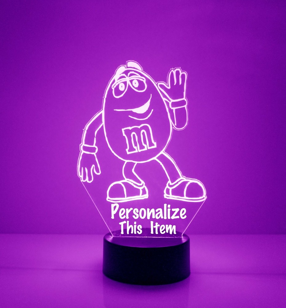 M&M Candy Character, Personalized LED Night Light Lamp, with Remote Control