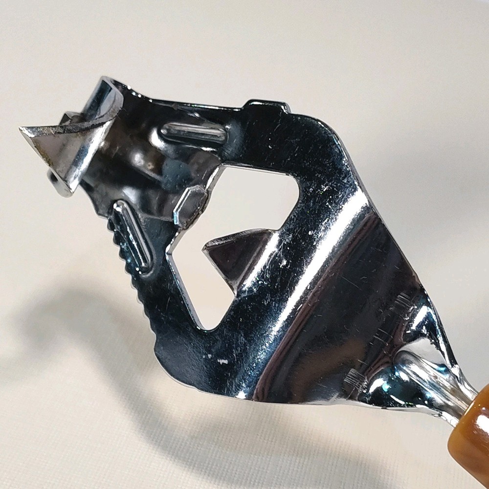Bottle Can Opener Bar Kitchen Multitool Swirly Butterscotch Brown Handle