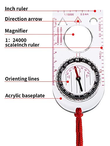 Gejoy 6-Pack Orienteering Compasses for Hiking, Camping & Navigation